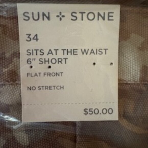 Sun + Stone Men's Utility Shorts – Size 34 – NWT – Tan Camo - Picture 2 of 4